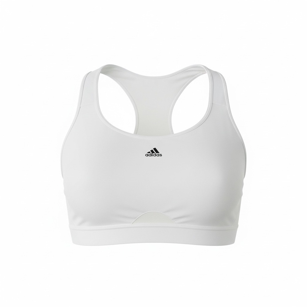 Adidas White Racerback Sports Bra Medium Support Athletic Gym L